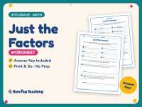 Just the Factors Worksheet – 4th Grade Math Practice + Answer Key preview