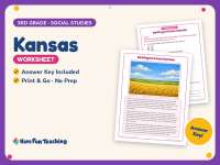 Kansas Worksheet – 3rd Grade States Practice + Answer Key preview