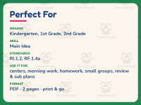 Key Details Graphic Organizer Worksheet – 1st Grade Main Idea Practice preview 6