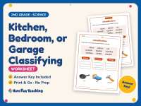 Kitchen, Bedroom, or Garage Classifying Worksheet – 2nd Grade Practice preview
