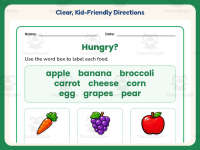 Label Food Names Worksheet – 1st Grade Health and Nutrition Practice preview 4
