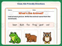 Labeling Animal Names Worksheet – 1st Grade Animals Practice preview 4