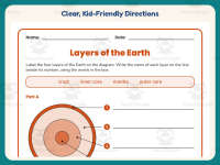 Labeling Layers of the Earth Worksheet – 4th Grade Earth Science preview 4