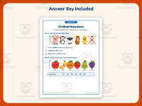 Labeling Ordinal Numbers Worksheet – Kindergarten Counting Practice preview 3