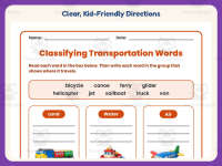 Land, Water, or Air Classifying Transportation Worksheet – 3rd Grade preview 4