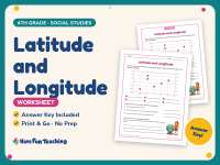 Latitude and Longitude Worksheet – 4th Grade Geography & Maps Practice preview