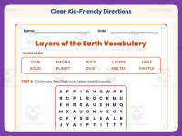 Layers of the Earth Word Search Worksheet – 3rd Grade Earth Science preview 4
