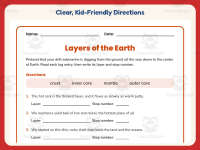 Layers of the Earth Writing Worksheet – 5th Grade Rocks Practice preview 4