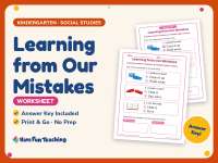 Learning from Our Mistakes Worksheet – Kindergarten Life Skills preview