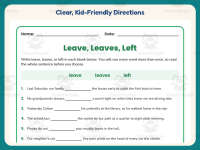 Leave Leaves Left Fill in the Blank Worksheet – 4th Grade Verbs preview 4