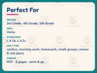 Leave Leaves Left Fill in the Blank Worksheet – 4th Grade Verbs preview 6