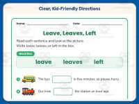 Leave Leaves Left Pictures Worksheet – 2nd Grade Verbs Practice preview 4