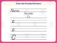 Letter C D’Nealian Script Handwriting Practice Worksheet – Alphabet preview 4