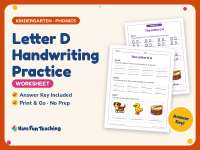 Letter D Handwriting Practice Worksheet – Kindergarten Alphabet preview