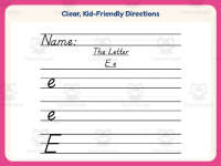 Letter E D’Nealian Script Handwriting Practice Worksheet – Alphabet preview 4
