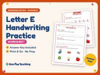 Letter E Handwriting Practice Worksheet – Kindergarten Alphabet preview