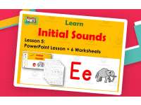 Letter E: PowerPoint and Worksheets: Lesson 5 preview