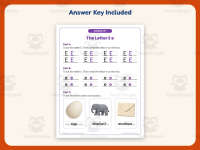 Letter E Tracing Worksheet – Kindergarten Alphabet & Beginning Sounds preview 3