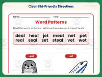 Letter E Word Families Worksheet – 1st Grade Phonics Practice preview 4