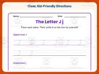 Letter J Handwriting Practice Worksheet – Kindergarten Alphabet preview 4