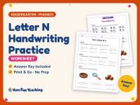 Letter N Handwriting Practice Worksheet – Kindergarten Alphabet preview