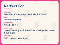 Letter Recognition Worksheet: D’Nealian – PreK-1st Grade Phonics preview 6