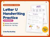 Letter U Handwriting Practice Worksheet – Kindergarten Alphabet preview