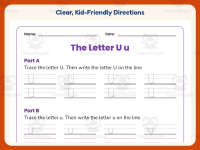 Letter U Handwriting Practice Worksheet – Kindergarten Alphabet preview 4