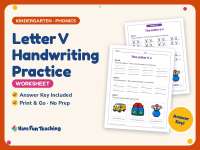 Letter V Handwriting Practice Worksheet – Kindergarten Alphabet preview