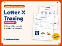 Letter X Tracing Worksheet – Kindergarten Alphabet & Beginning Sounds preview