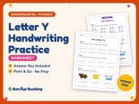 Letter Y Handwriting Practice Worksheet – Kindergarten Alphabet preview
