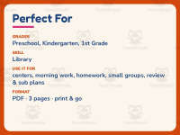 Library Objects Worksheet – Kindergarten Specials Practice preview 6