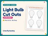 Light Bulb Cut Outs Worksheet – 4th Grade Art & Electricity Practice preview