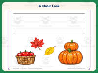 Lined Paper Worksheet: Autumn Writing Paper – 1st Grade Seasons preview 3