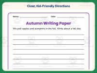 Lined Paper Worksheet: Autumn Writing Paper – 1st Grade Seasons preview 4