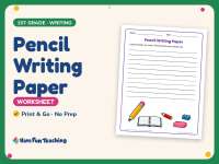 Lined Paper Worksheet: Pencil Writing Paper – 1st Grade Practice preview