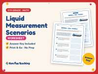 Liquid Measurement Scenarios Worksheet – 5th Grade Capacity & Metrics preview