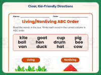 Living and Non-Living Things ABC Order Worksheet – 1st Grade Practice preview 4