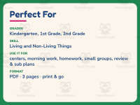 Living and Non-Living Things ABC Order Worksheet – 1st Grade Practice preview 6
