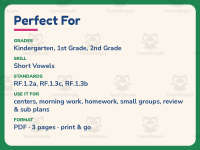 Long and Short Vowels Worksheet – 1st Grade Long Vowels Practice preview 6