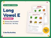 Long Vowel E Worksheet – 1st Grade Alphabet & Long Vowels Practice preview