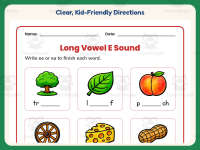 Long Vowel E Worksheet – 1st Grade Alphabet & Long Vowels Practice preview 4