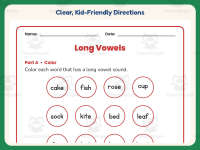 Long Vowels Coloring Worksheet – 1st Grade Phonics Practice preview 4