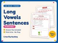 Long Vowels Sentences Worksheet – 2nd Grade Phonics Practice preview