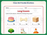 Long Vowels Writing Worksheet – 1st Grade Phonics Practice preview 4