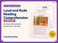 Loud and Rude Reading Comprehension Worksheet – 3rd Grade Practice preview