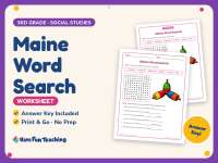 Maine Word Search Worksheet – 3rd Grade States Practice + Answer Key preview