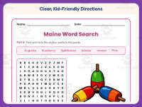 Maine Word Search Worksheet – 3rd Grade States Practice + Answer Key preview 4