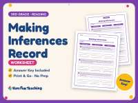 Making Inferences Record Worksheet – 3rd Grade Reading Practice preview