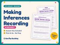 Making Inferences Recording Worksheet – 4th Grade Reading Practice preview